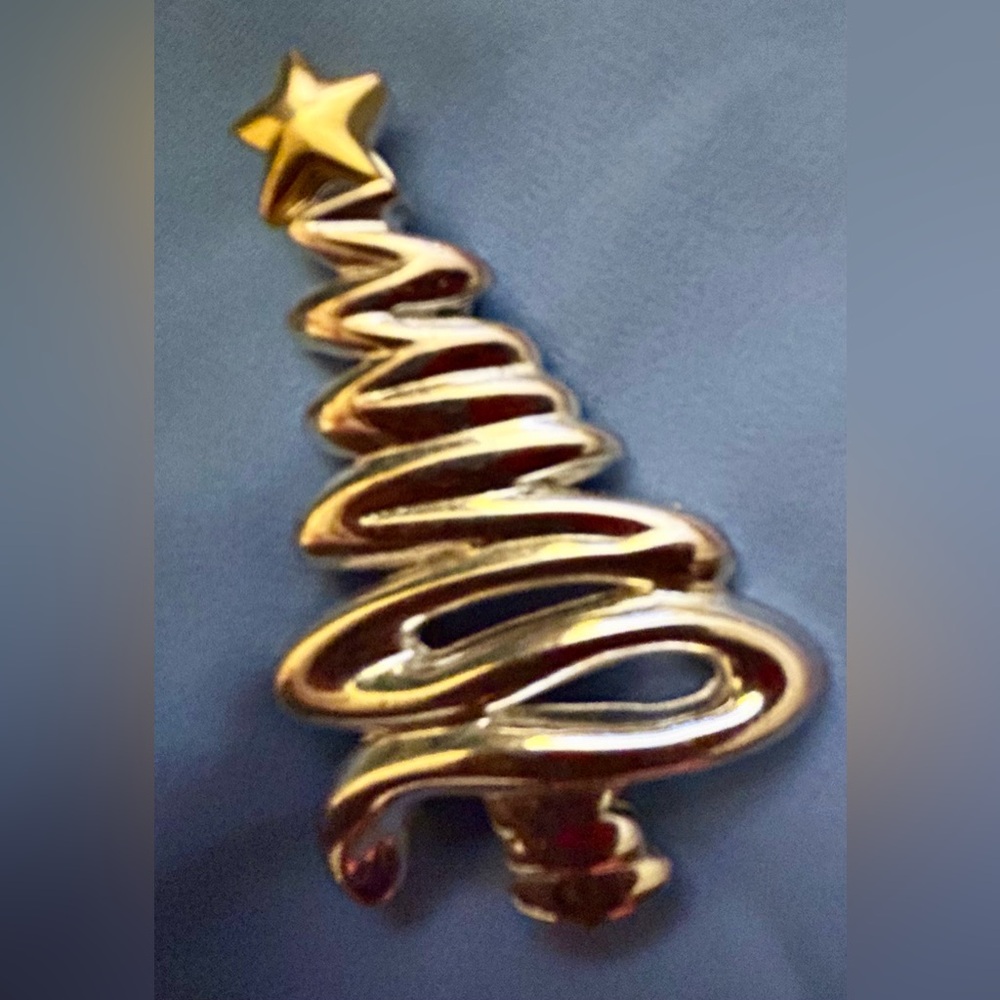 Vintage Christmas Tree Pin Brooch Modernist Swirl Design * - Picture 4 of 5